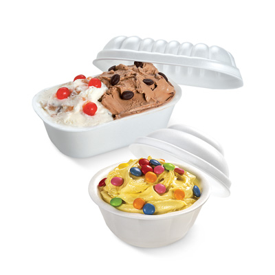 Round ice cream tubs